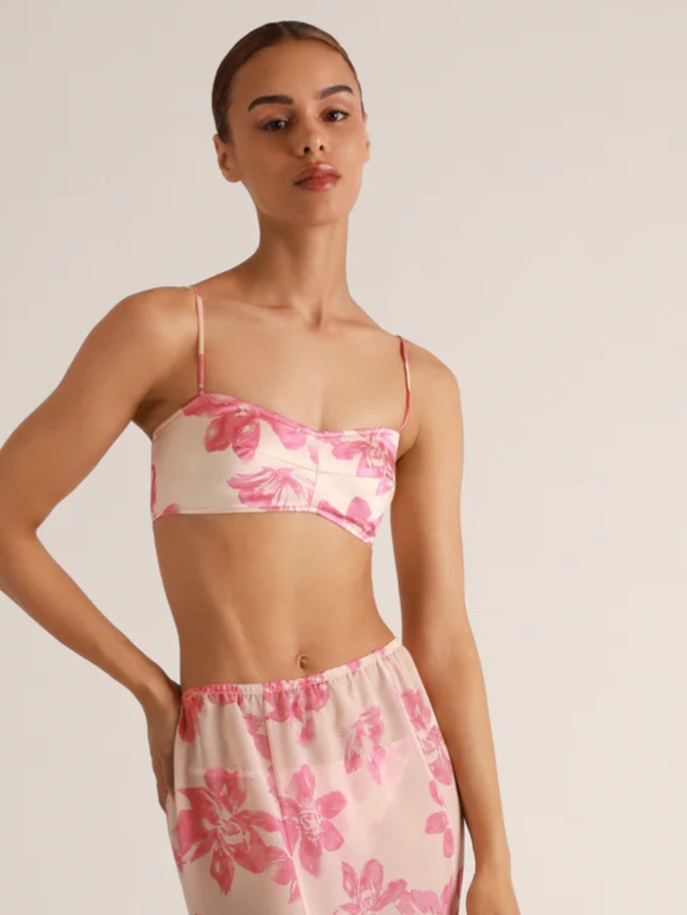 NWT Kiki de Montparnasse Papillon Et Orchidee Silk Bandeau Bra Top